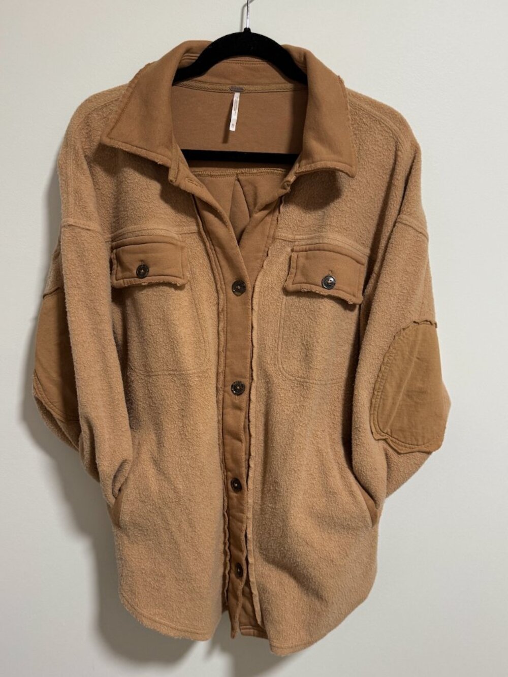 Free People Ruby Oversized Fleece Shirt Jacket – Camel XS